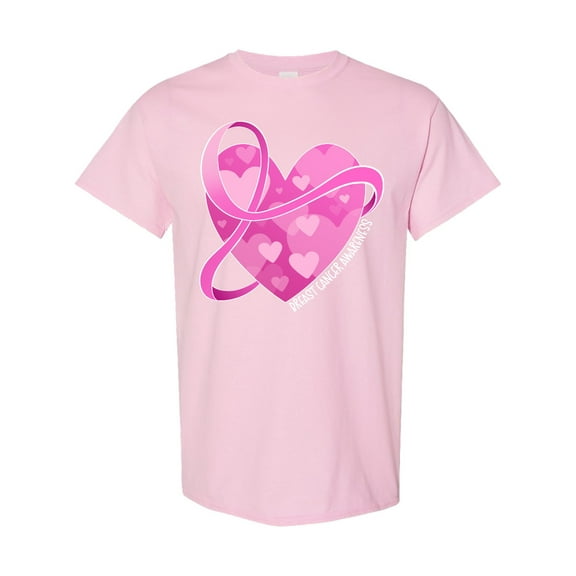 Inktastic Breast Cancer Awareness Pink Ribbon Around Heart T-Shirt