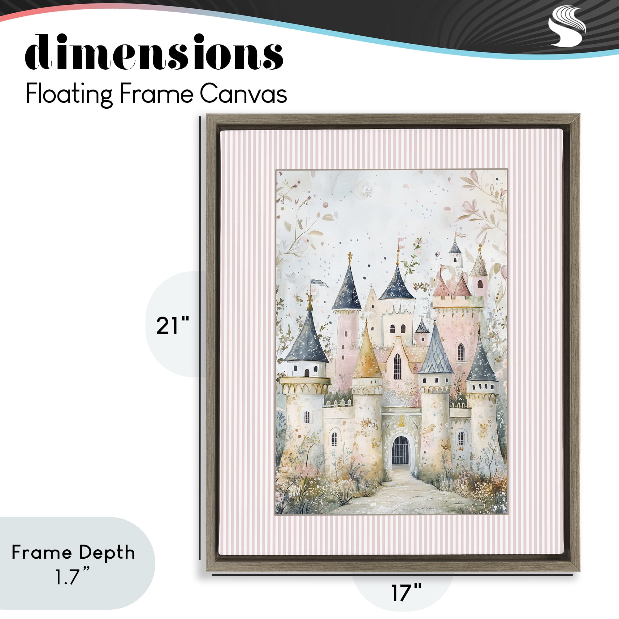 Stupell Industries Enchanted Dreams Castle Brown Framed Floater Canvas Wall Art, design by Christine Simpson Art
