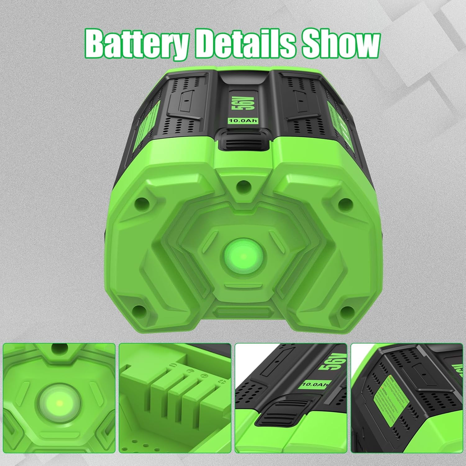 56V 10.0Ah Lithium-Ion Replacement for EGO 56V Battery BA1400T BA2800T BA4200T BA5600T BA3360T BA2242T Lawn Mower Leaf Blower Chainsaw Power Tools