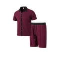 thumbnail image 3 of Qingpeng Men's 2 Piece Outfit Summer Short Sleeve Button Down Shirts and Shorts Sets with Drawstring, 3 of 4