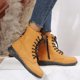thumbnail image 3 of Zapatos Botines para mujer Botas de caña de talla grande para mujer botas de comercio exterior para mujer botas de cuero con cordones y parte inferior plana para mujer otoño e invierno (Yellow 7), 3 of 6