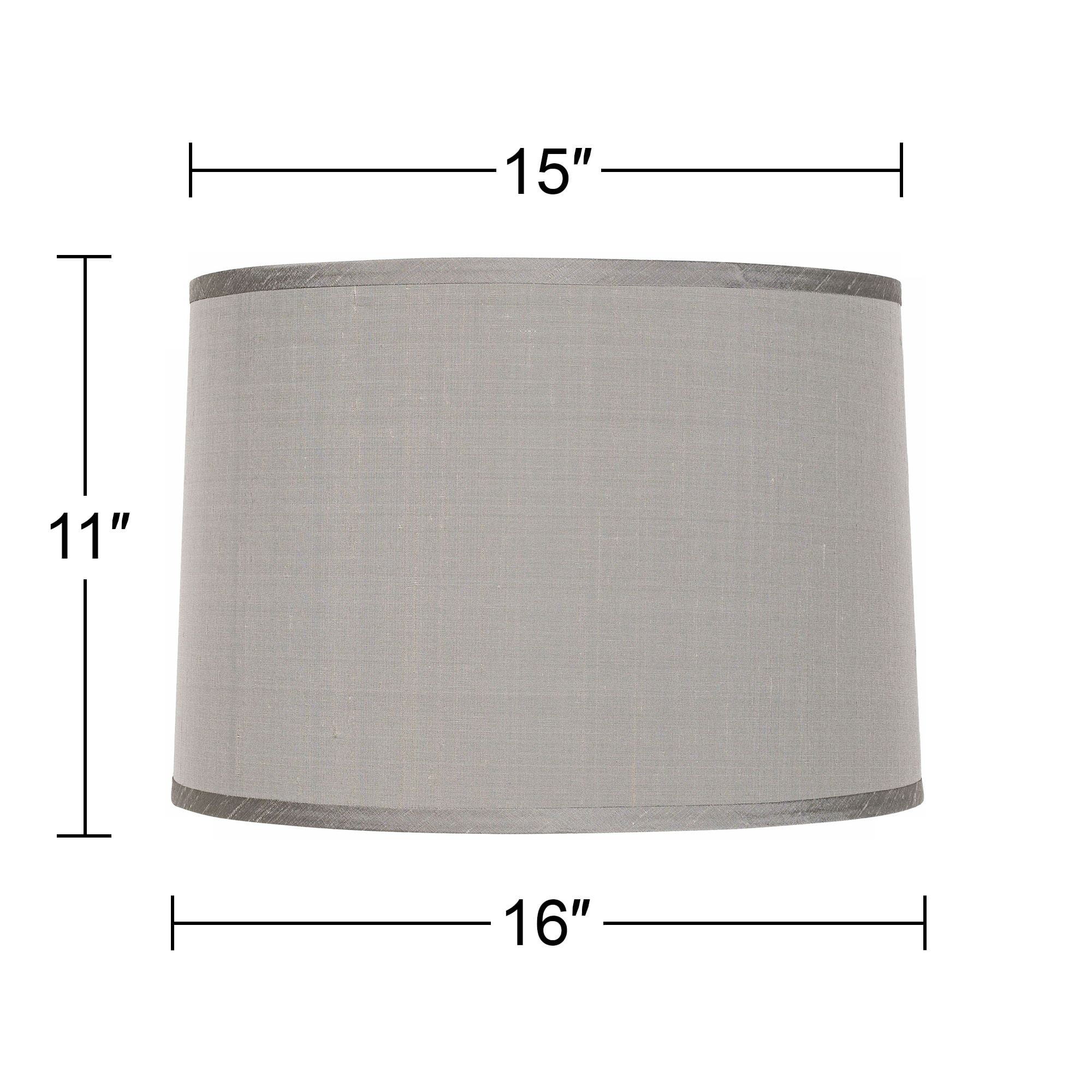 Springcrest Platinum Gray Dupioni Medium Lamp Shade 15" Top x 16" Bottom x 11" High (Spider) Replacement with Harp and Finial