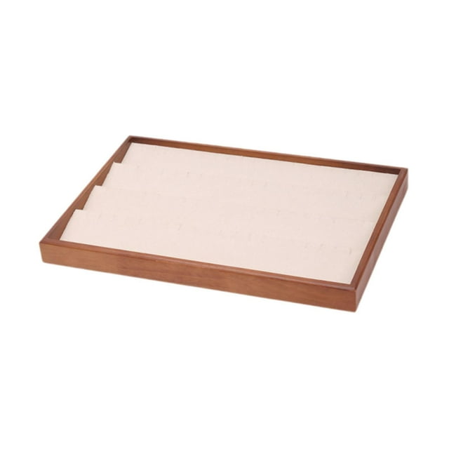 Bandeja de joyería,Escaparate de terciopelo de ante con compartimentos, joyero,Estuche de almacenamiento de joyas para relojes, pendientes, collar, ho Beige