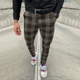 thumbnail image 2 of Giftesty Mens Cargo Pants Clearance Men Dress Pants,Casual Plaid Flat-Front Skinny Business Pencil Long Pants Pocket, 2 of 3