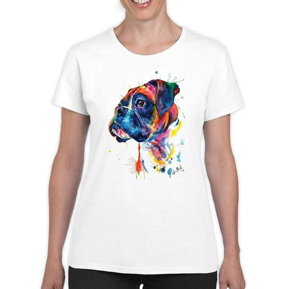 Pastell Colorful Boxer Dog T-Shirt Women -Weekday Best Designs, Female Large