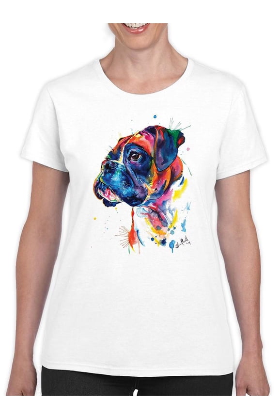 Colorful Boxer Dog T-Shirt Women -Weekday Best Designs, Female 3X-Large