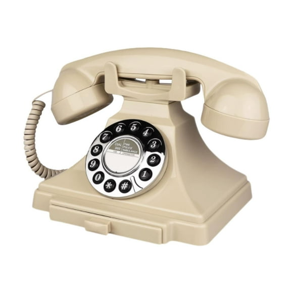 Teléfono con cable de diseño retro, decoración del hogar, teléfono con botón de marcación, adorno de escritorio, teléfono con cable de diseño retro Blanco