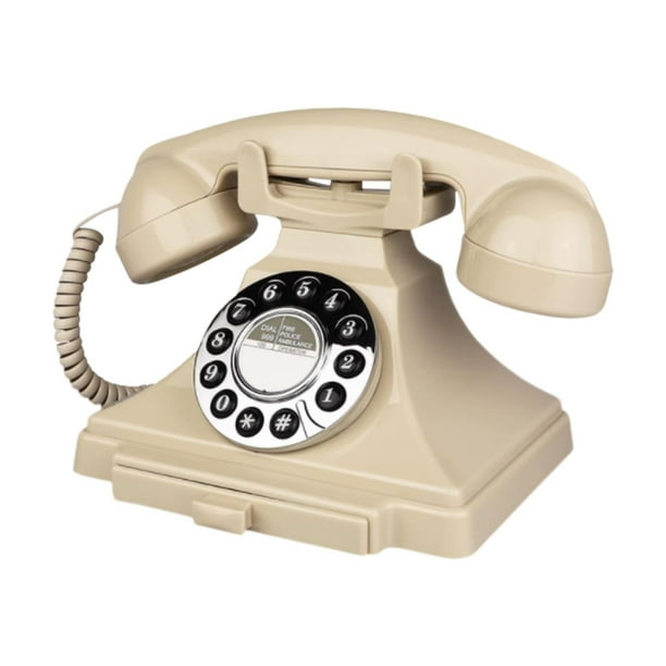 Adorno de escritorio con teléfono con cable de diseño retro, práctico y decorativo, teléfono con cable de diseño retro, decoración para el hogar, Blanco