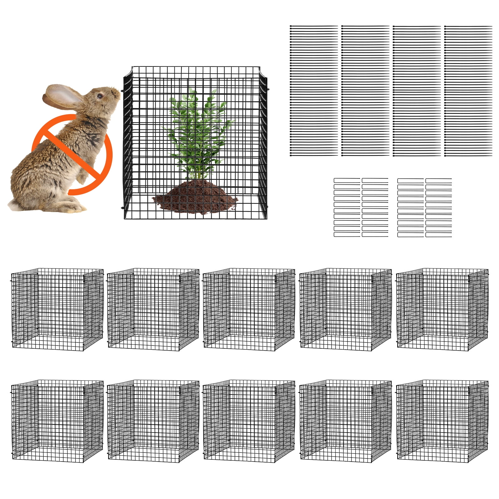 VEVOR 10 pack Plant Protector from Animals, 12'' x 12'' Chicken Wire Plant Protector, Plant Cages for Outdoor Plants, Flowers & Vegetables, Keeps Bunny Chicken Squirrels Out, 40pcs Metal Mesh