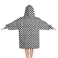 thumbnail image 2 of Black and White Small Checkered Pattern Blanket Hoodies for Kids 6-13YR Oversize Wearable Blanket Hoodies for Boys Girls Teens, 2 of 7