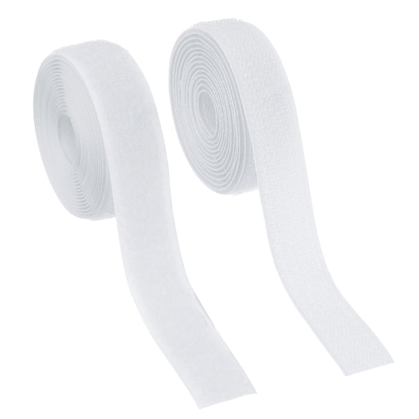 Cinta de gancho y bucle para coser Uxcell, 2 piezas de tiras de sujetador de nylon no adhesivas de 2 yardas en blanco