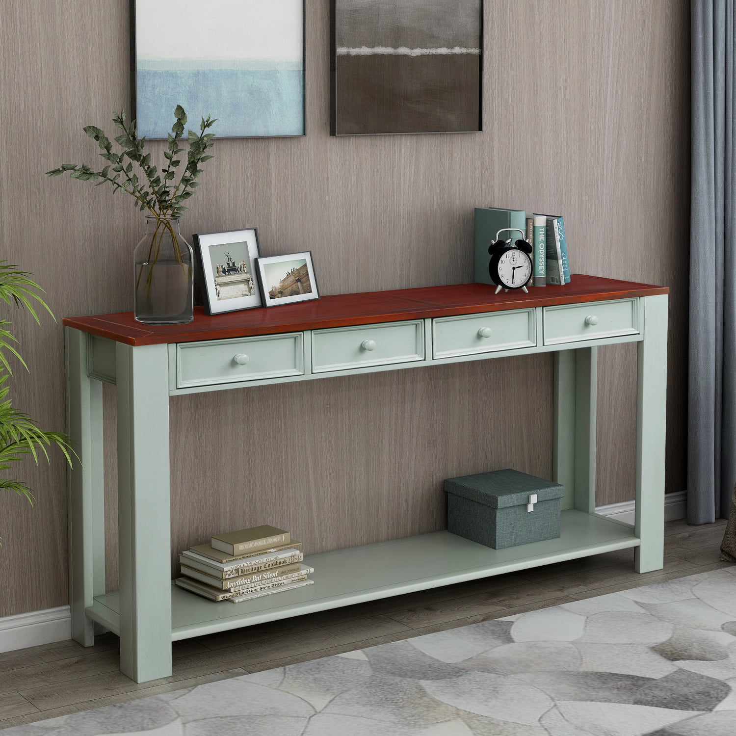 JUMPER 64" Console Table Retro Solid Wood Storage Console ...