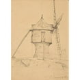 thumbnail image 2 of Jacques-Raymond Brascassat 18x24 Black Ornate Framed Double Matted Museum Art Print Titled: Windmill in Saint-Servan (1857), 2 of 5