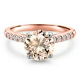 thumbnail image 3 of Gem Stone King 10K Two Tone Gold Peach Morganite and Lab Grown Diamond Engagement Ring for Women | 1.90 Cttw | Round 8MM | Gemstone October Birthstone | Size 6, 3 of 6