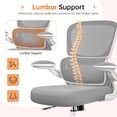 thumbnail image 3 of COOLHUT Office Chair, Ergonomic Desk Chair with Lumbar Support and Adjustable Armrests, Breathable Mesh Computer Gaming Chair, Reclining Task Chair for Home Office, Light Gray, 3 of 9