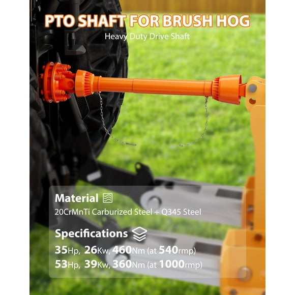 AKDSteel Universal Tractor PTO Shaft, 43"-57" Series 4 Driveline with 1-3/8" 6-Spline Ends & Slip Clutch, Compatible with Bush Hog