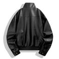 thumbnail image 4 of Vividxx Mens Jacket Men's Solid Color Casual Leather Jacket Outerwear Classic, 4 of 4