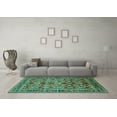 thumbnail image 3 of Ahgly Company Machine Washable Indoor Rectangle Oriental Turquoise Blue Industrial Area Rugs, 5' x 7', 3 of 4