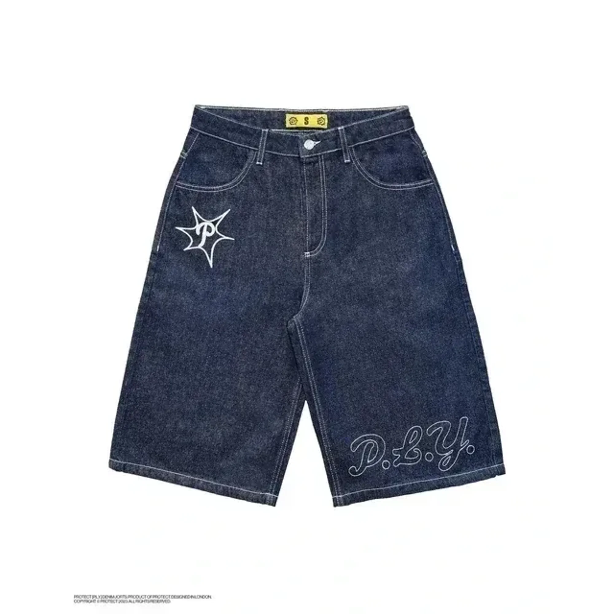 JNCO Shorts Y2K Pants Hip Hop Cartoon Crocodile Embroidery Retro