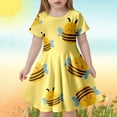 thumbnail image 2 of Robe Fille Tout-Petit Enfants Robe d'Été Jaune Fleur Mignonne Imprimée Manches Courtes Décontractée Robe Ado Fille Jaune 10-13 Ans, 2 of 5