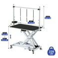 thumbnail image 5 of ModFusion 47 Inch Folding Dog Grooming Table with AC Outlet, Tool Storage, Casters, Arm, 3 Loops Adjustable Feet, 1.1 ft-3.2 ft Portable Pet Bathing Stand, White Metal Steel, Black Mat, 5 of 9