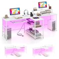 thumbnail image 1 of Costway 94.5" Long Office Desk 2-Person Reversible Computer Desk with LED Lights White, 1 of 10