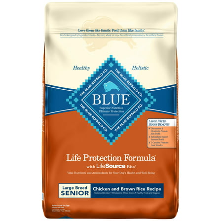 Blue Buffalo Chicken and Brown Rice Recipe Large Breed Senior Dry Dog Food, (Best Dog Food For Large Senior Dogs)