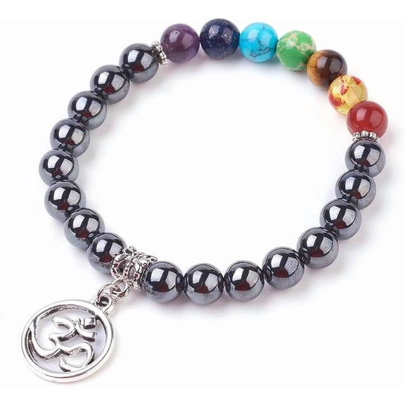 1pc Charm Bracelets Chakra Bracelets with Alloy Findings Ring with Om Symbol 2 inch(50mm)