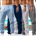 thumbnail image 4 of Pantalones Casuales De Lino De Algodón Para Hombres Playa, 4 of 5