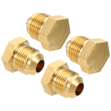 Uxcell Male 1/2 Brass Seal Plug 4 Pack SAE Flare 45 Degree Hex Pipe Fittings