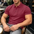 thumbnail image 5 of Golf Shirts For Men Short Sleeve Lapel Button Polos-Collared Texture Tops Casual Moisture Wicking Polos Shirt (2XL, Red), 5 of 9