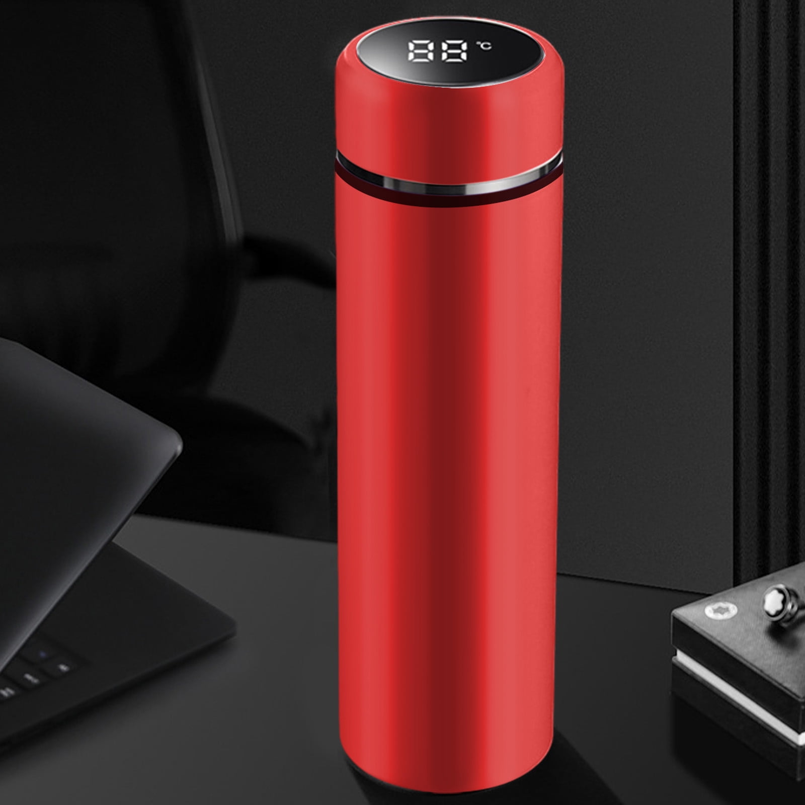 LSLJS Stainless Steel Insulated Water Bottle, 17oz Poratble Vacuum Tumbler Cup with Temperature Digital Display, Hot & Cold Double Walled Thermos Simple Style BPA-Free Reusable Sports Water Bottle