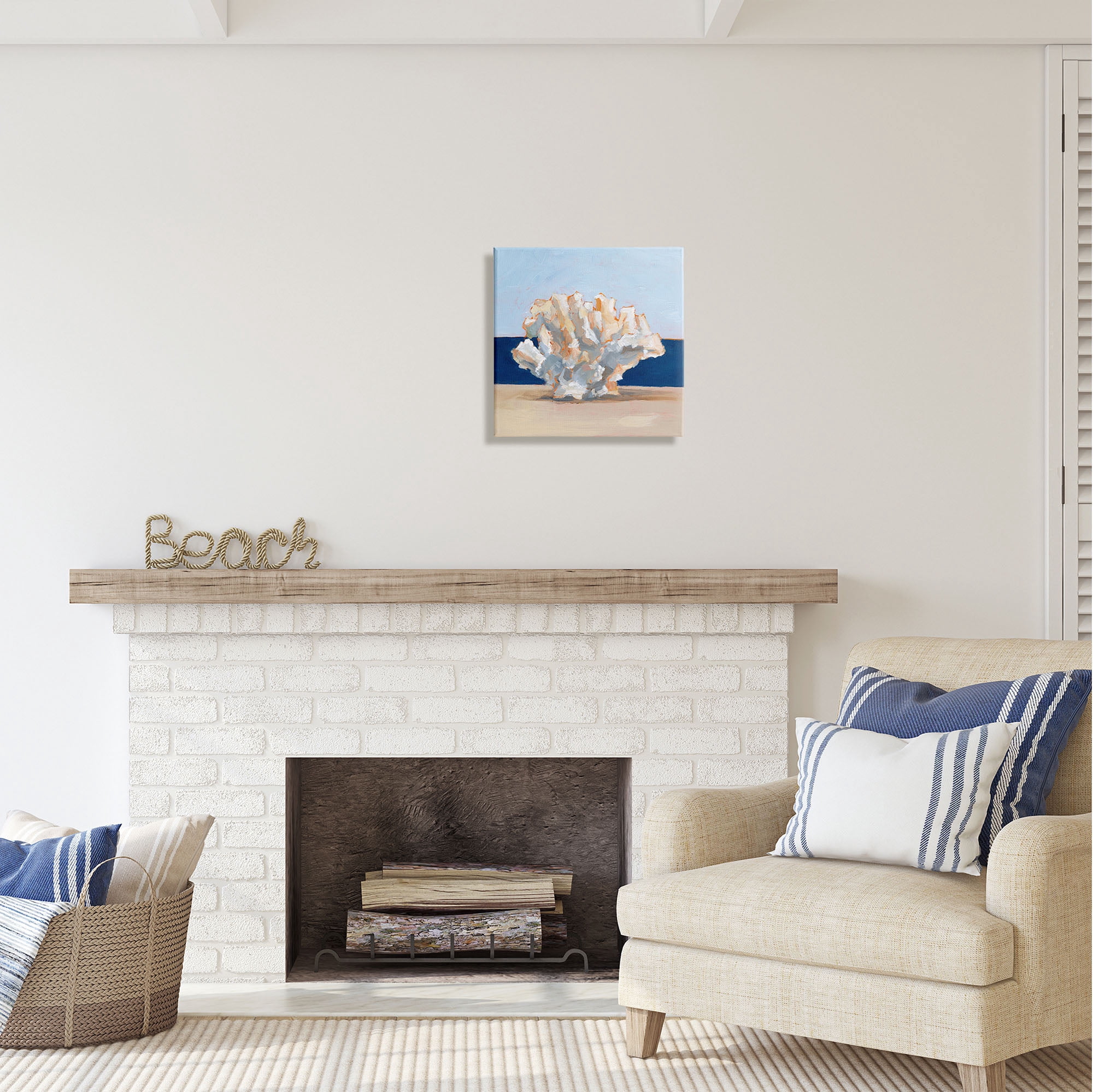 Stupell Industries Coral Still Life Painting Animals & Insects Painting Gallery Wrapped Canvas Print Wall Art, 17 x 17