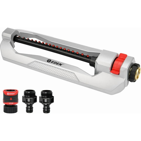 94110 Heavy-Duty Metal Oscillating Sprinkler | Covers Up to 3,315 sq. ft., 18 Precision Nozzles, Adjustable Range, Turbo Drive Mr, Quick Connect Bundle