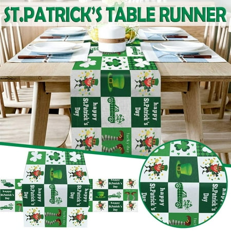 

TANGNADE St. Patrick s Day Printed Dining Table Runner For Family Holiday Parties Decor Waterproof Table Clothes for Rectangle Tables Multi-color