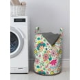 thumbnail image 3 of Floral Laundry Bag, Colorful Botanical Motifs with Various Flowers and Leaves, Hamper Basket with Handles Drawstring Closure for Laundromats, 13" x 19", Multicolor, by Ambesonne, 3 of 4