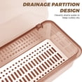 thumbnail image 5 of 3 Pieces Flatware Tray with Lid and Drainer, Clear Silverware Organizer, Stackable Tableware Utensil Drawer Organizer to Keep Your Cutlery Organized and Protected (Brown), 5 of 7