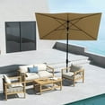 thumbnail image 3 of Outsunny 6.5' x 10' Rectangular Market Umbrella, Patio Outdoor Table Umbrella with Crank and Push Button Tilt, Coffee, 3 of 9