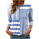 thumbnail image 2 of Heisall Women's T-Shirts 3/4 Sleeve Round Neck Loose Casual Striped Non-positional Print Spring/Autumn Fashion, 2 of 7