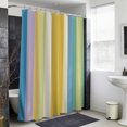 thumbnail image 4 of Blue Yellow Green Striped Shower Curtain - Water Repellent Fabric Shower Curtains Washable, Farmhouse Elegant Stripes Decorative Polyester Cloth Bathroom Curtains Modern Bath Decor 36"x72", 4 of 8