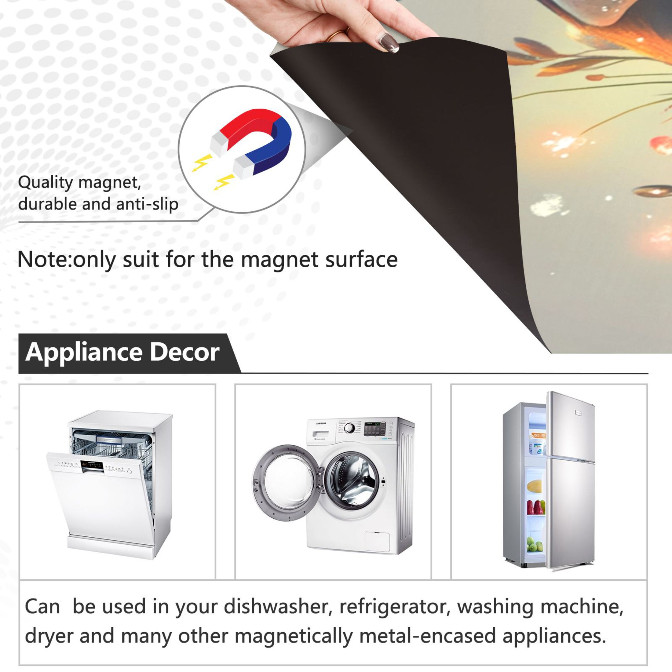Dishwasher Magnetic Sticker 23x26 Inch Refrigerator Magnetic Sticker Washing Machine Magnetic Sticker Kitchen Panel Magnetic Sticker Home Decor Black Hat Cat