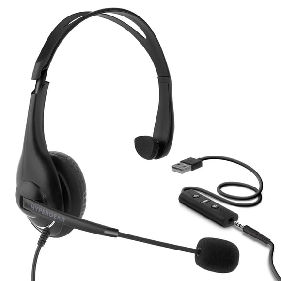 Auricular Alambrico Diadema HYPERGEAR Universal 3.5mm y USB conferencias Telemarketing Profesional A