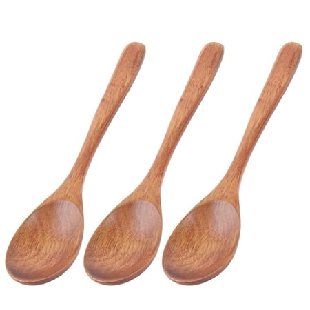 - Hotel Restaurant Wood Salt Candy Sauce Peper Holder Spoon Brown 18cm Length 3pcs