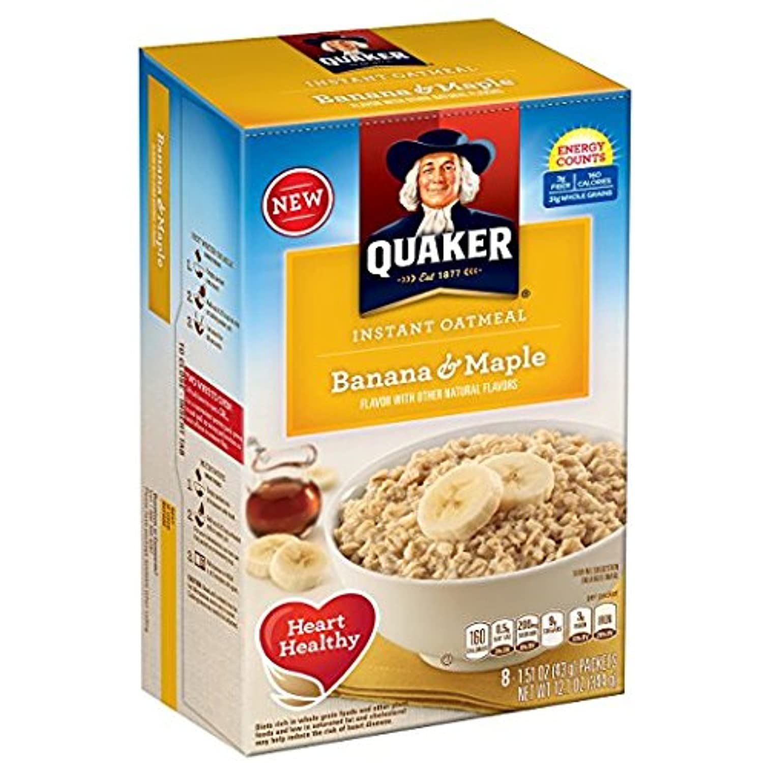 Quaker Instant Oatmeal Breakfast Cereal, Banana And Maple, 12.1 Ounce (Pack Of 2)