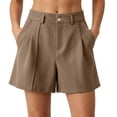 thumbnail image 2 of Sheghy Cotton Shorts for Women Casual Women High Waist Solid Blazer Suit Shorts with Functional Pockets Khaki L, 2 of 5