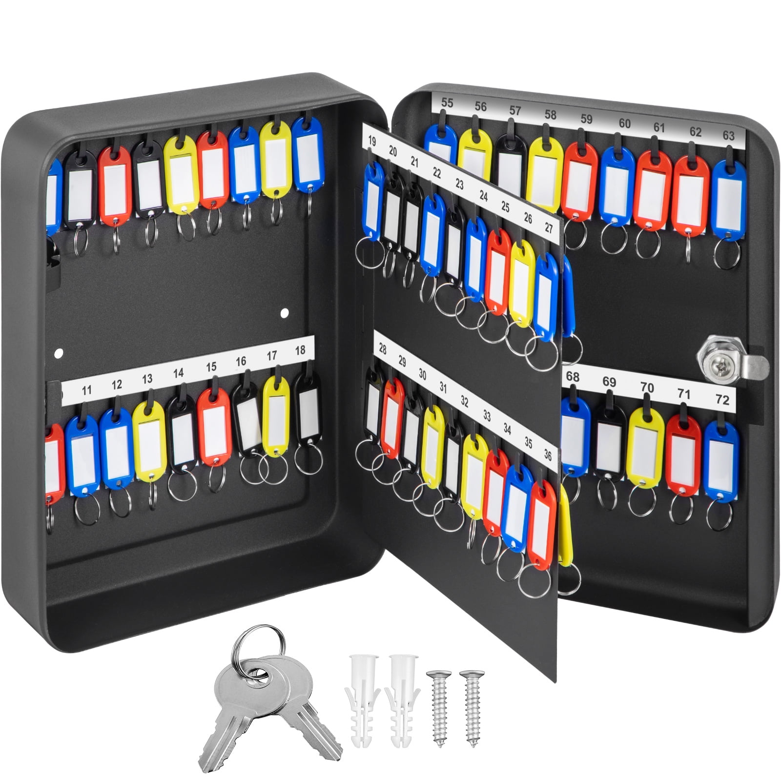 Industrial style teal key box /cupboard key storage 6 hooks 