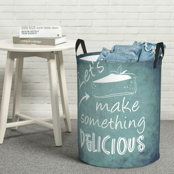YFYANG Waterproof Laundry Hamper, Cartoon Food Cake Laundry Basket Oxford Fabric with Handle Foldable, S