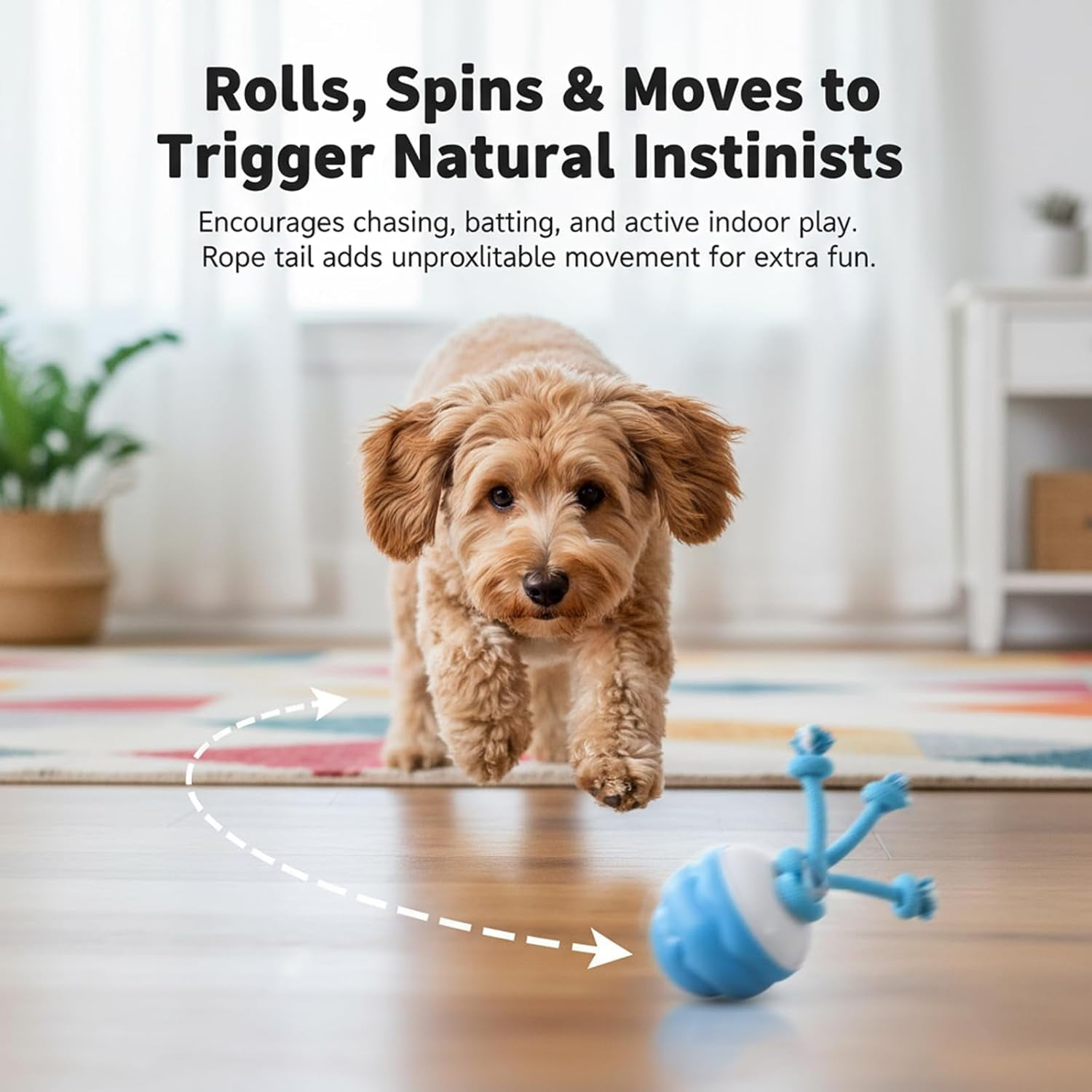 Interactive Motion Activated Rolling Dog Ball, Automatic Moving Dogs Toy for Boredom Stimulating, 2026 Upgraded USB Rechargeable Self Play Ball