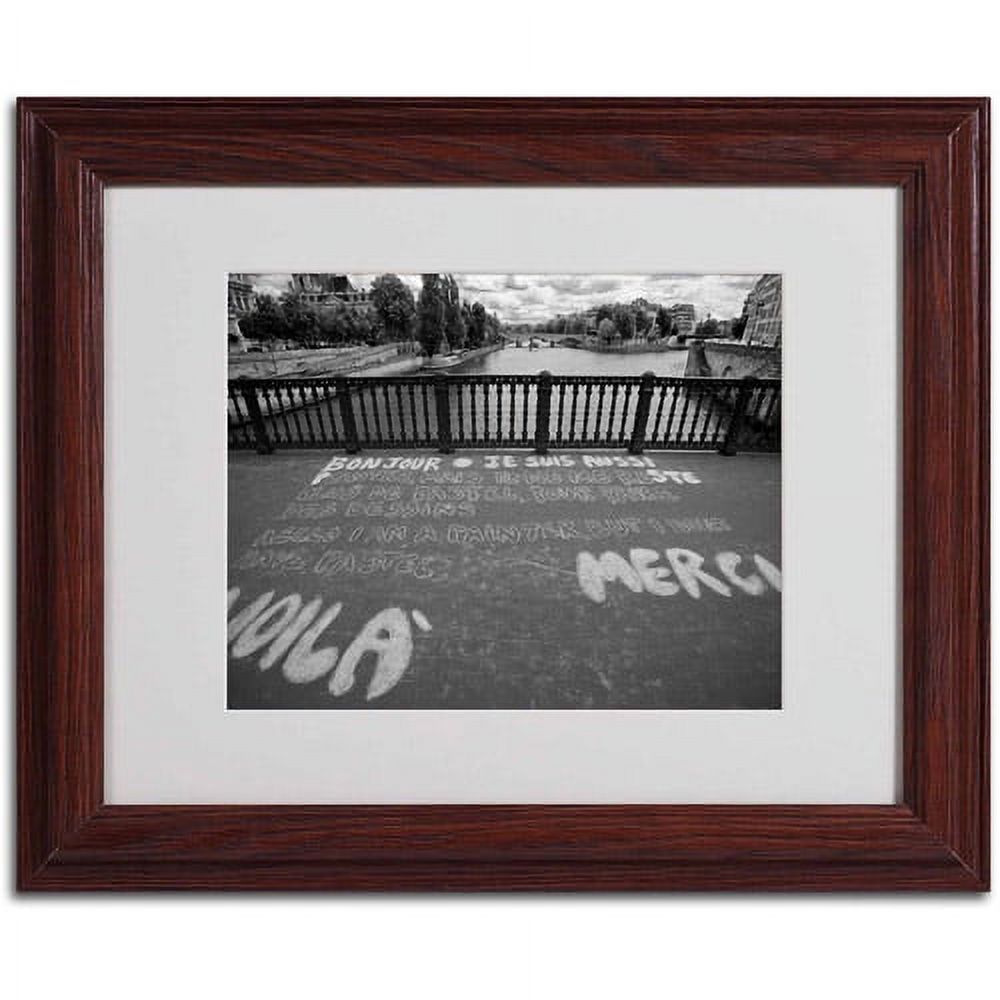 Trademark Fine Art "Paris Bonjour Merci" by Yale Gurney, Wood Frame
