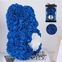 Gifts for Women - Rose Teddy Bear - Rose Flowers Bear, Unique Gifts, Gifts for Girls,Gifts for mom,Birthday Gifts,Flower delivery - Clear Gift Box Included(Royal Blue)